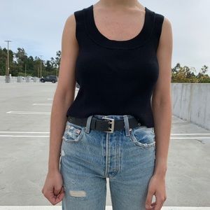 black knit tank top